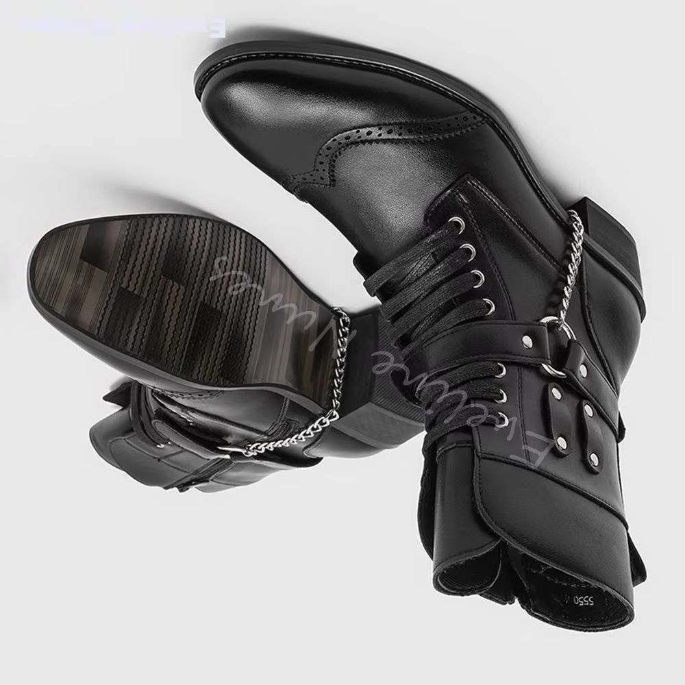 Motorcycle Chain - Punkowe metalowe buty z łańcuchami i